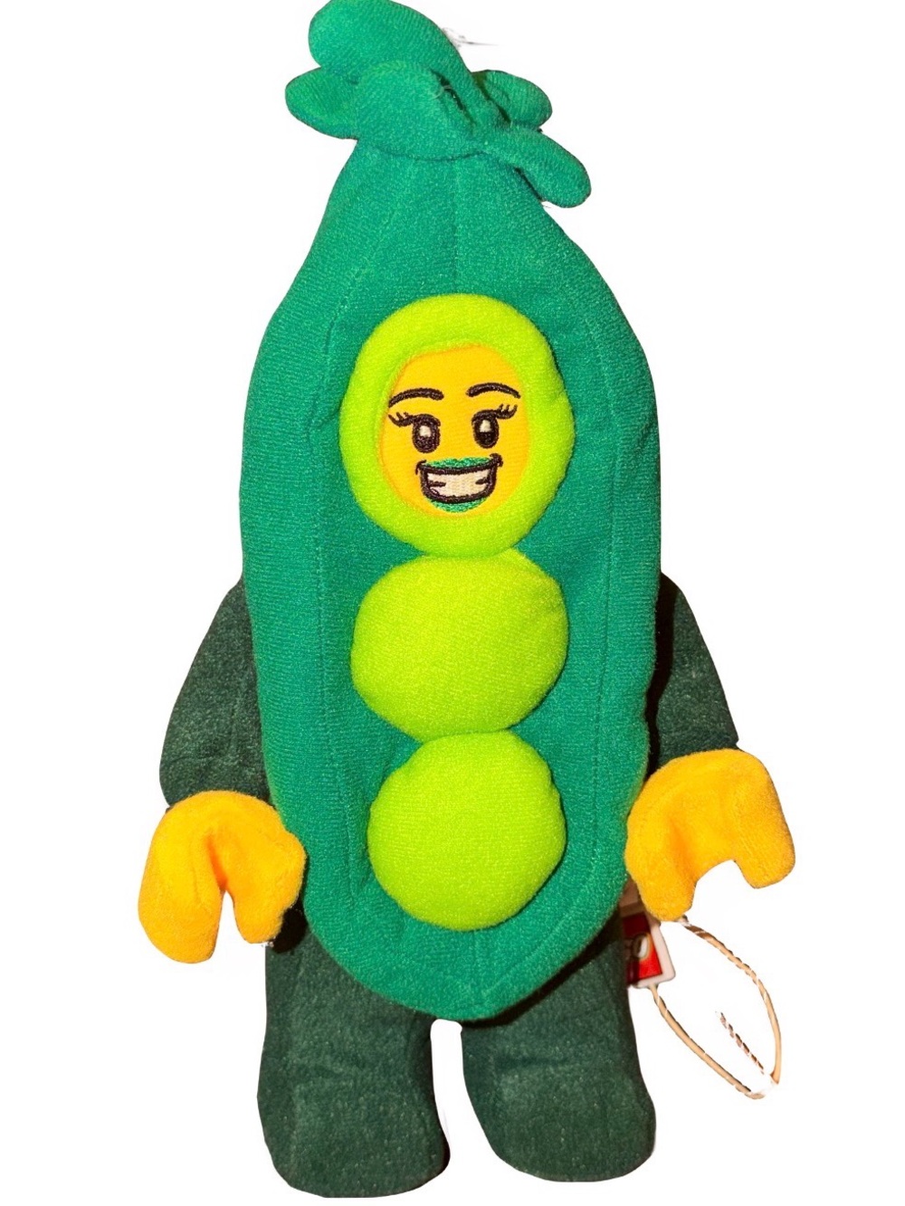 Lego Green Pea Pod costume girl Plush Toy with Yellow Face and Hands